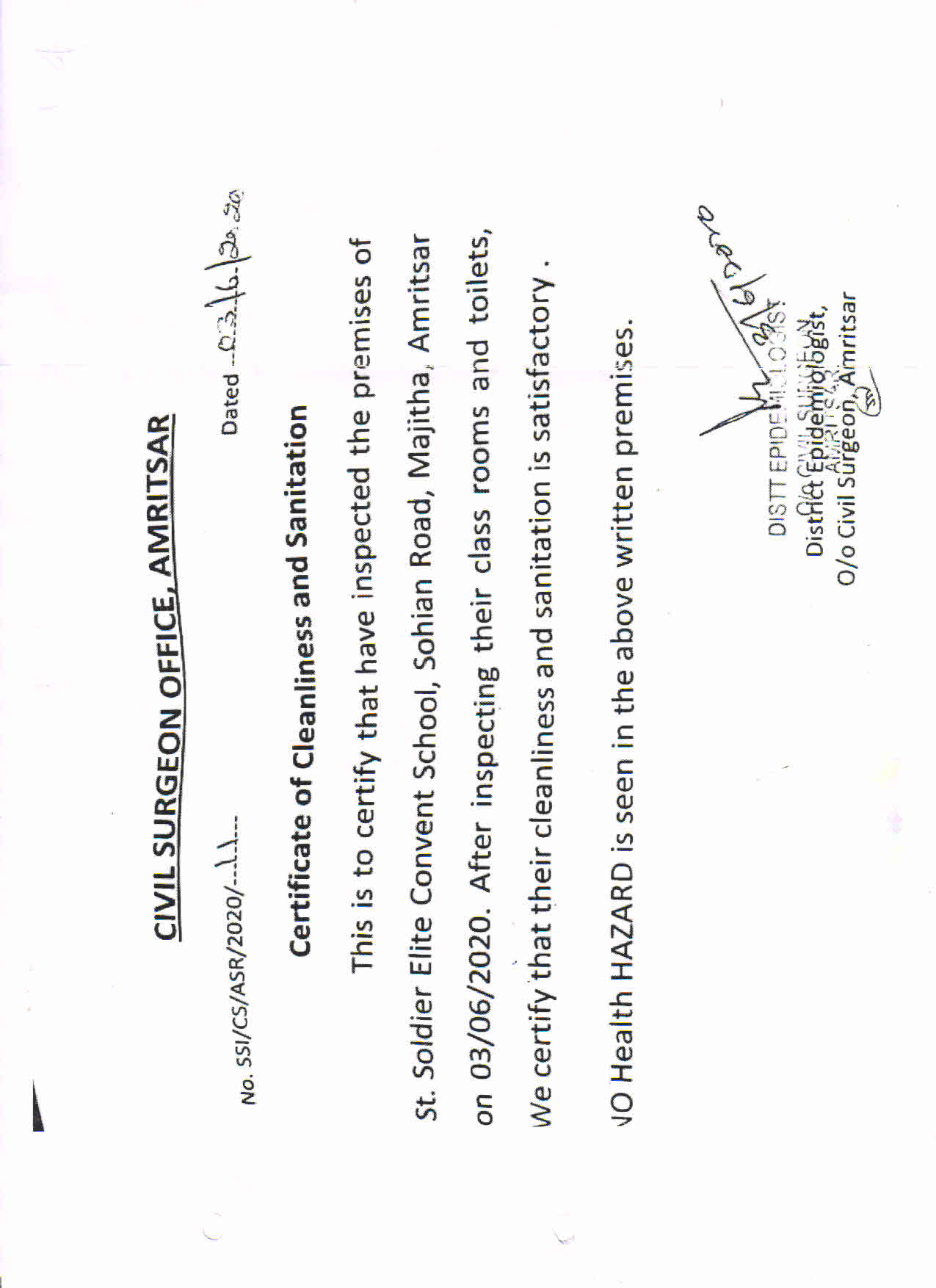 School Sanitisation Process - St. Soldier Elite Convent School Majitha